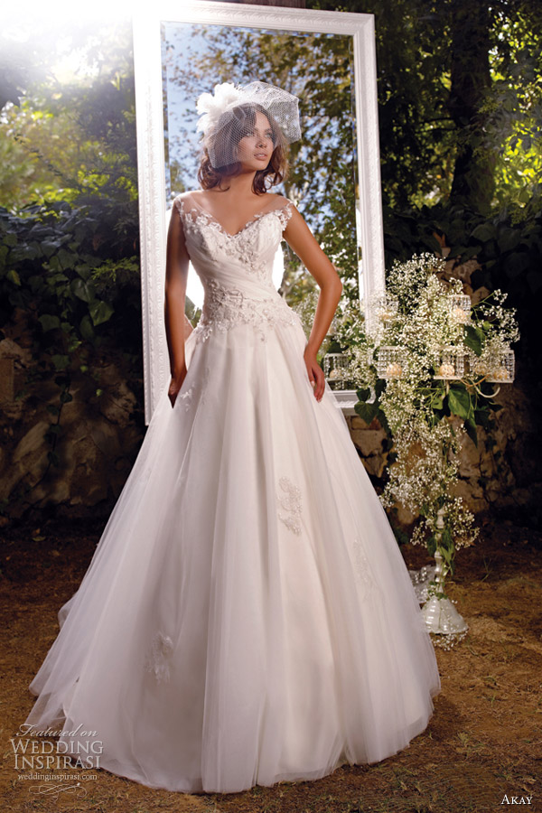 akay bridal 2013 wedding dress illusion straps