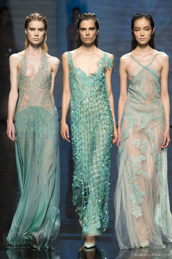 alberta ferretti spring 2013 rtw green turquoise dresses