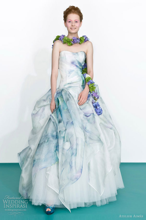 atelier aimee color wedding dresses 2013 floral print ball gown