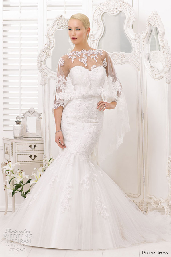 divina sposa bridal 2013 cape mermaid wedding dress