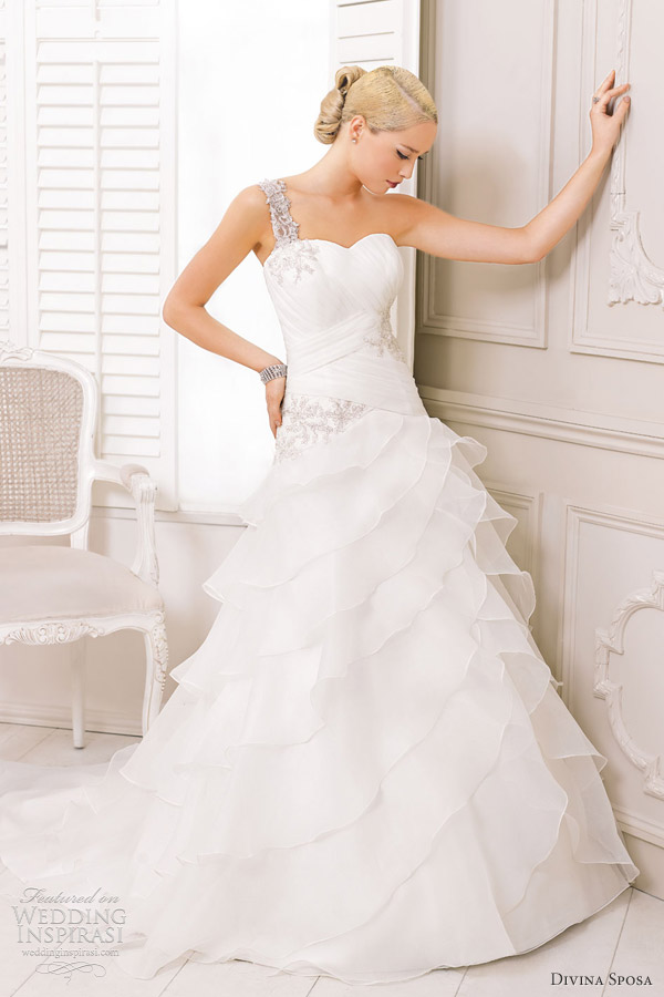 divina sposa bridal 2013 one shoulder gown sweetheart neckline