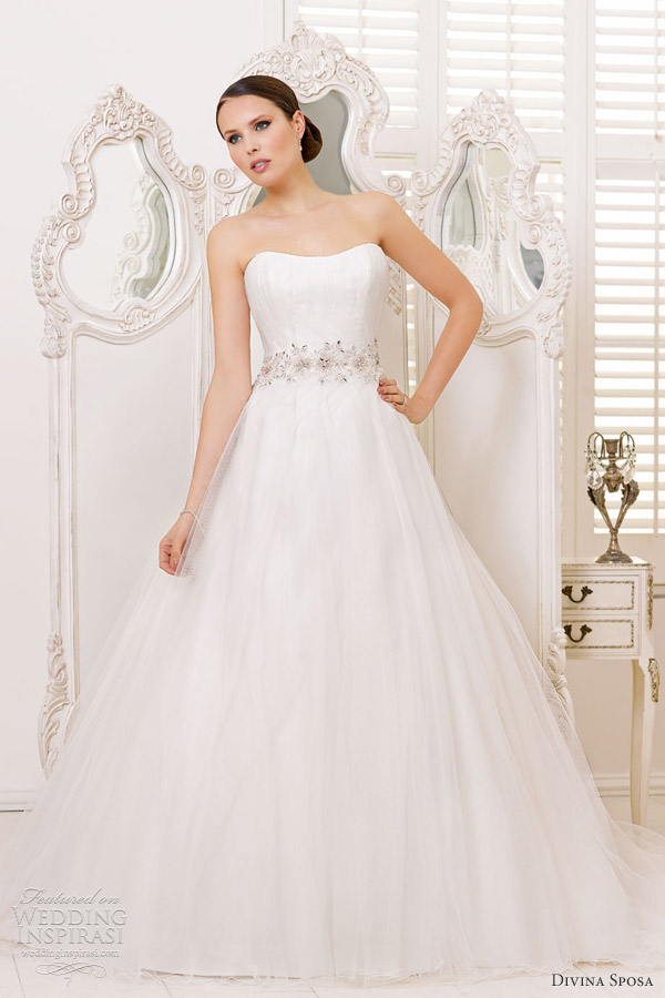 divina sposa bridal 2013 strapless a line wedding dress