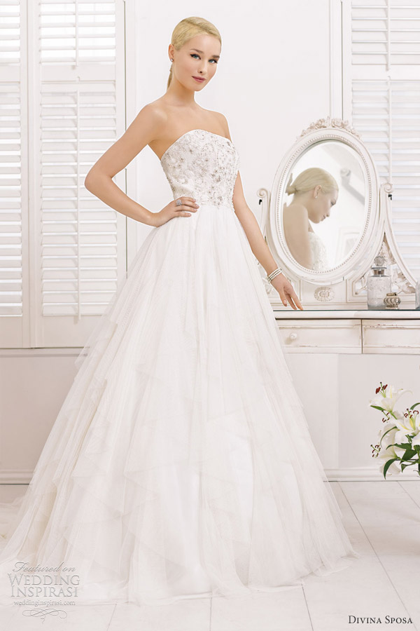 divina sposa bridal 2013 strapless a line wedding gown