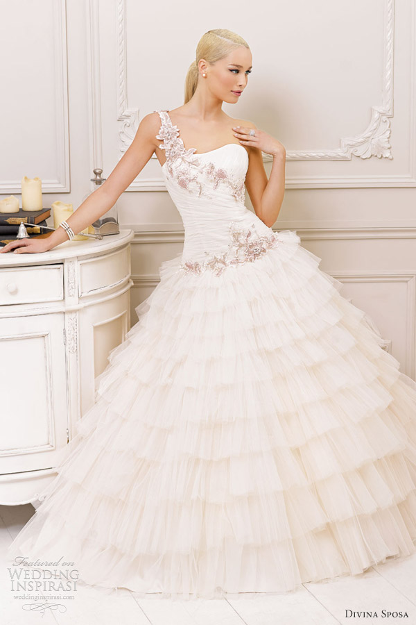 divina sposa wedding dresses 2013 bridal one shoulder ruffle gown