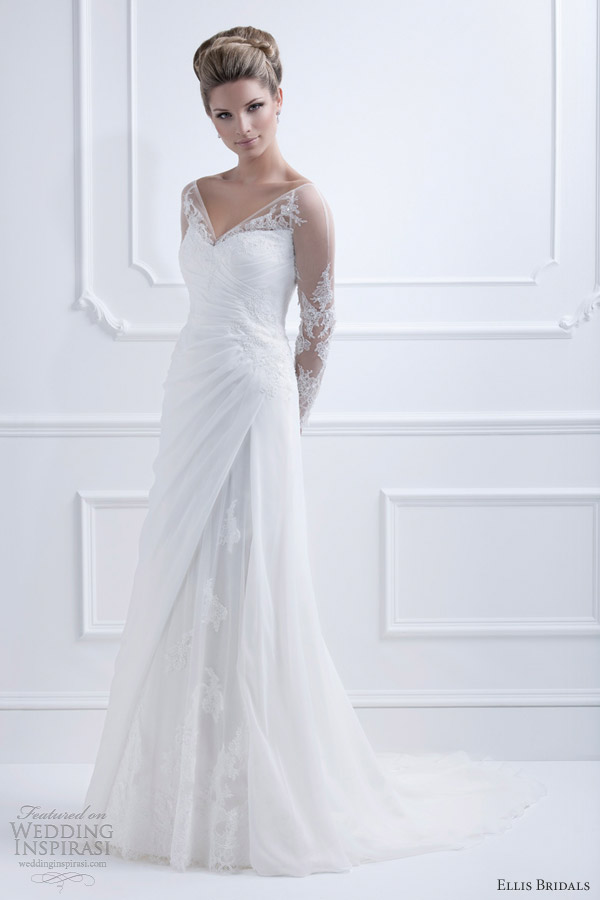 ellis bridals 2013 long sleeve chiffon wedding dress 19011