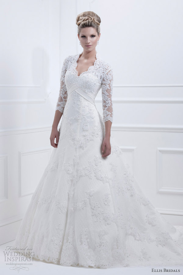 ellis bridals wedding dresses 2013 lace gown sleeves 11326