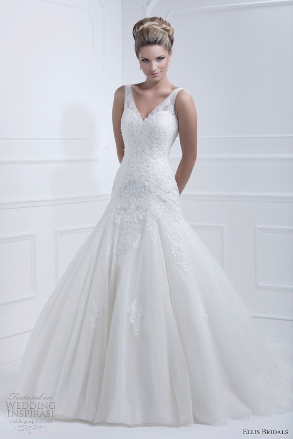 ellis bridals wedding dresses 2013 sleeveless fit flare straps 11364