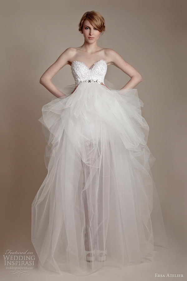 ersa atelier 2013 strapless tulle french lace wedding dress