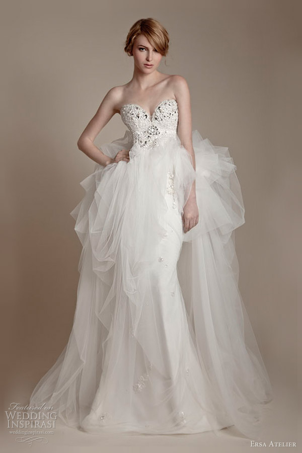 ersa atelier 2013 strapless wedding dress swarovski crystal bodice