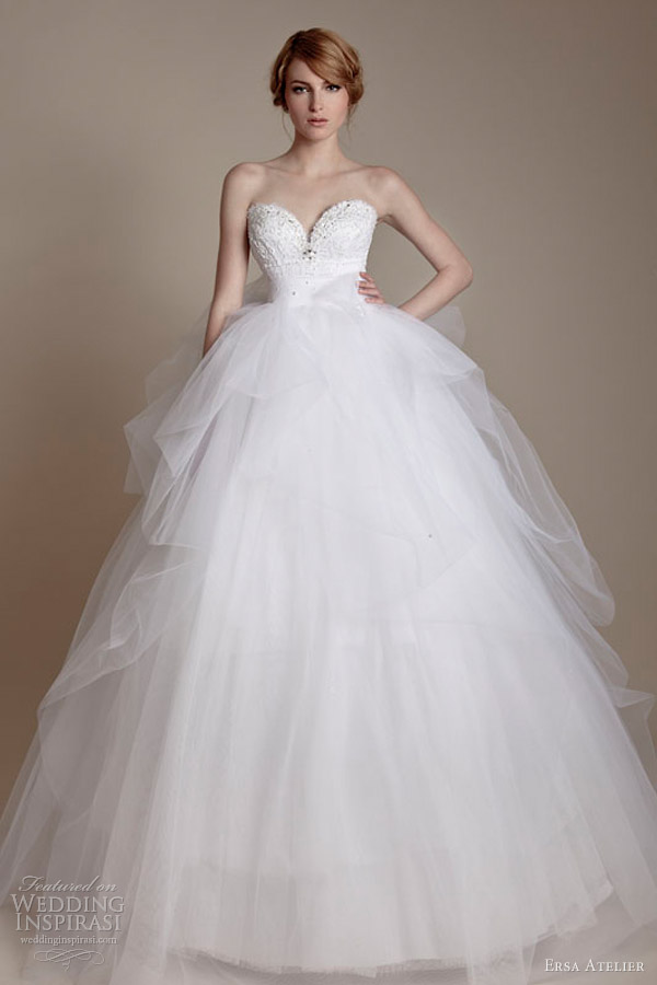 ersa atelier bridal 2013 strapless princess ball gown tulle skirt