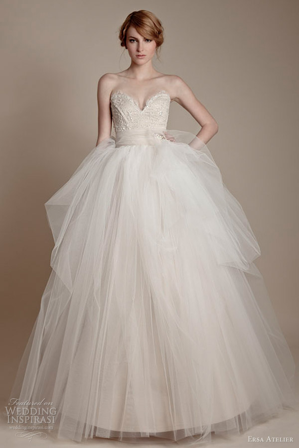 ersa atelier bridal 2013 strapless tulle gown off white beige ivory