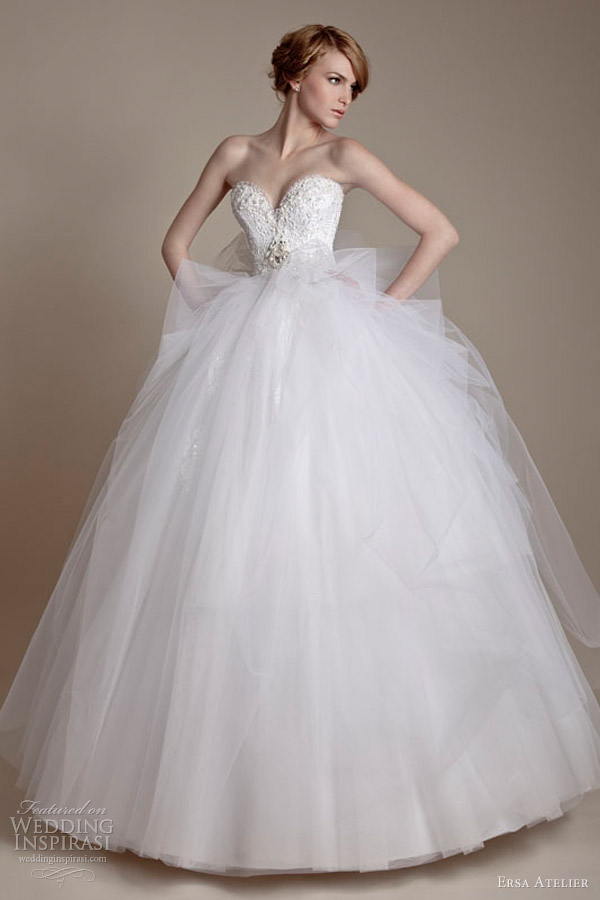 ersa atelier wedding dresses 2013 strapless french lace tulle ball gown