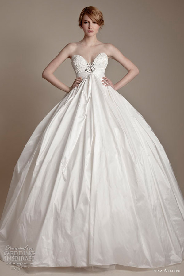 ersa atelier wedding dresses 2013 strapless sweetheart french lace silk taffeta ball gown