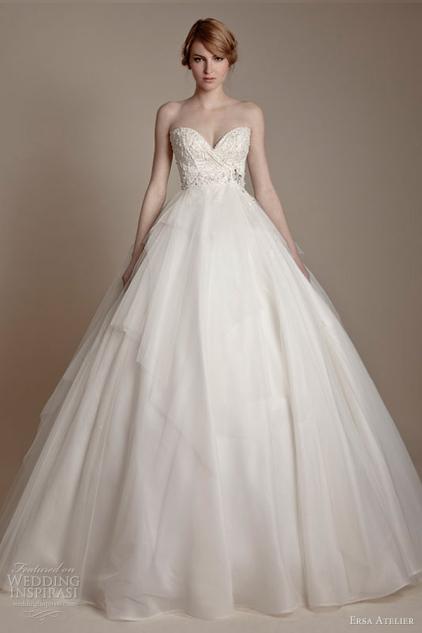 ersa atelier wedding dresses 2013 strapless sweetheart silk organza full a line gown