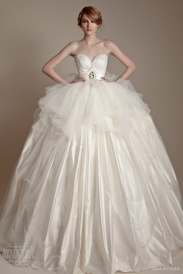 ersa atelier wedding dresses 2013 strapless sweetheart tulle lace ball gown