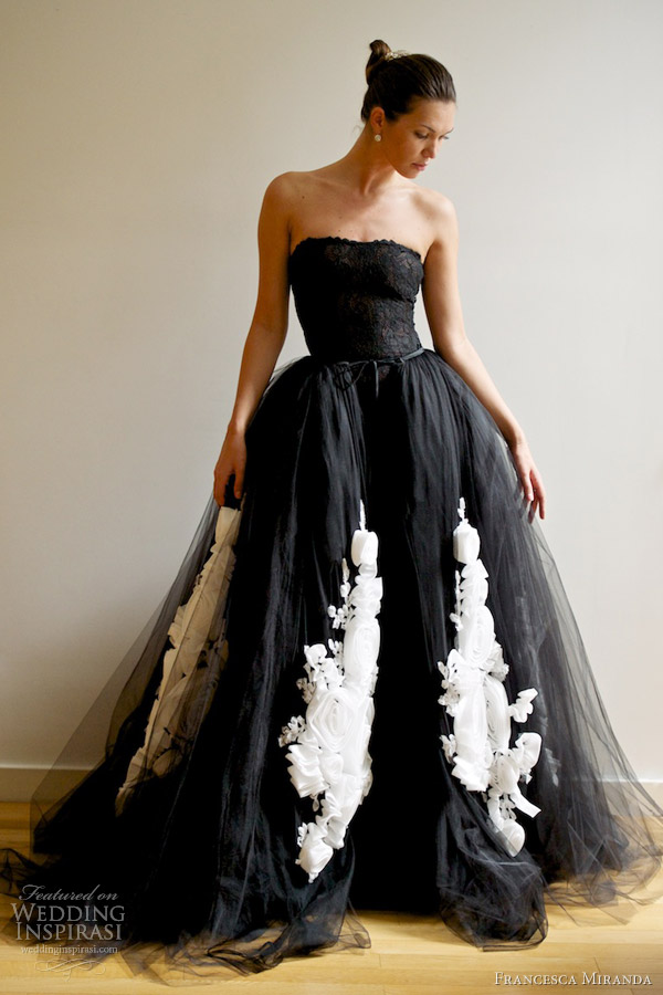 francesca miranda spring 2013 vera black wedding dress ball gown overskirt