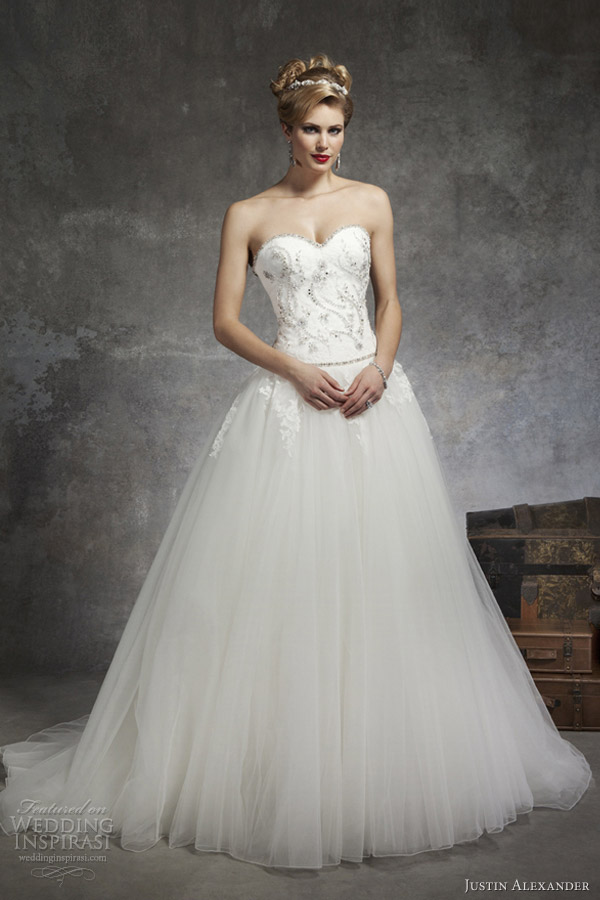 justin alexander spring 2013 strapless sweetheart wedding dress style 8673