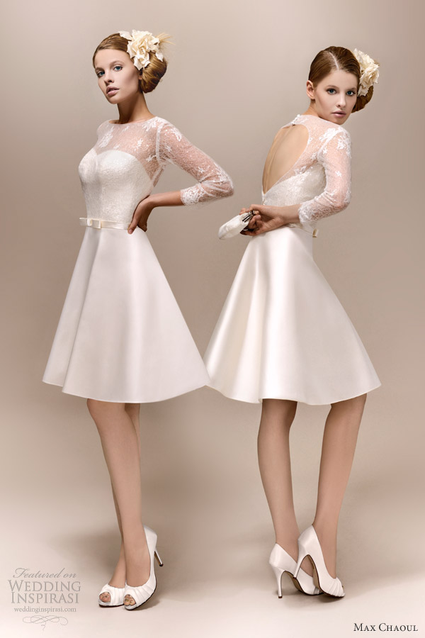 max chaoul bridal 2013 romy 1960 short wedding dress long lace sleeves max chaoul bridal 2013 romy 1960 short wedding dress long lace sleeves