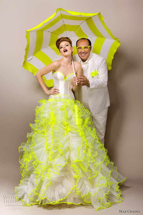 max chaoul couture bridal 2013 adriana neon green wedding dress