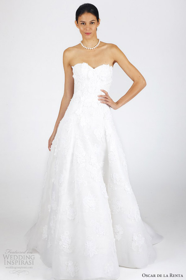 oscar de la renta fall 2013 bridal strapless wedding dress