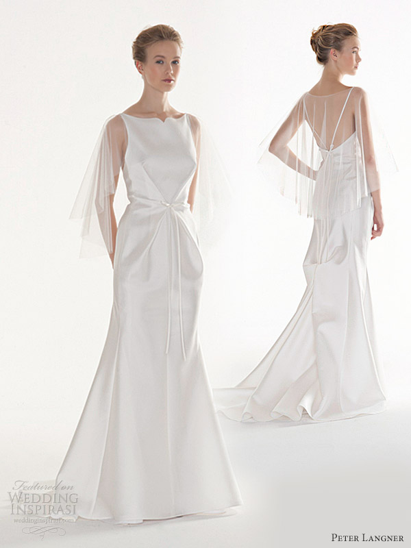 peter langner bridal 2013 wedding dress illusion cape balance