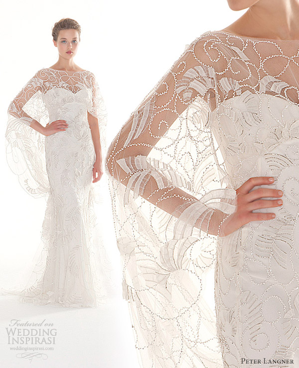 peter langner couture wedding dresses 2013 magic moment cape gown