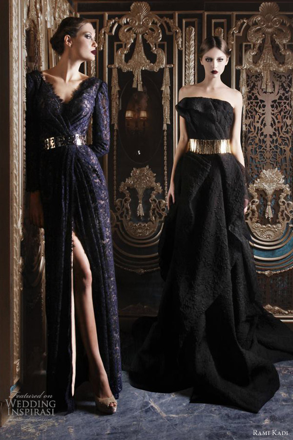 rami kadi 2012 2013 haute couture dark blue lace dress black gown