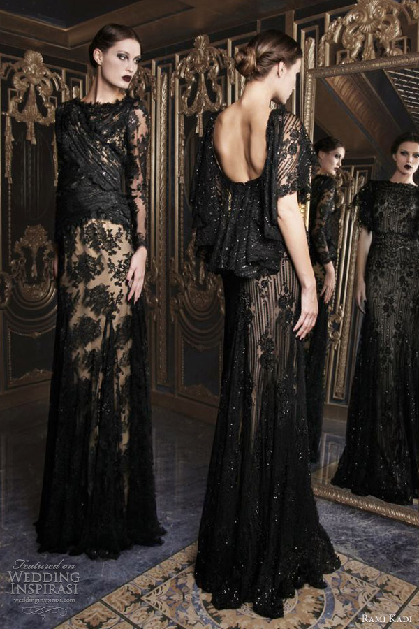 rami kadi couture 2012 2013 hand embroidered black lace dresses