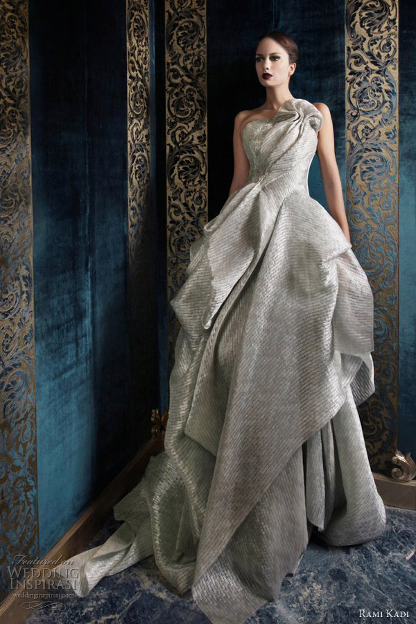 rami kadi couture 2013 draped strapless ball gown