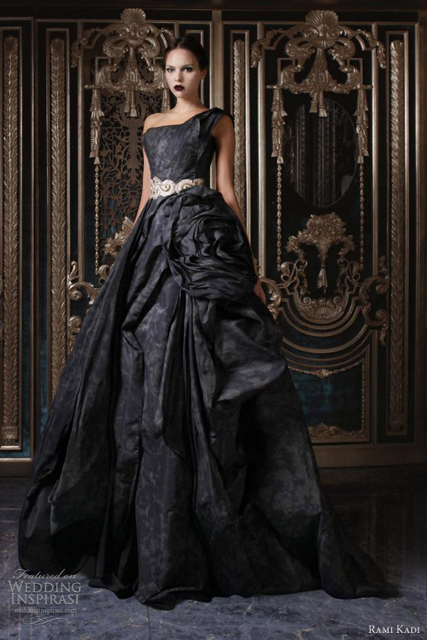 rami kadi couture 2013 one shoulder draped silk taffeta gown