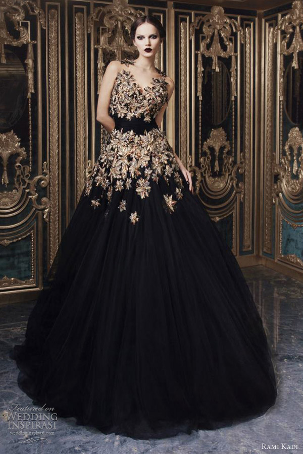 rami kadi fall 2012 2013 couture hand embroidered black tulle gown