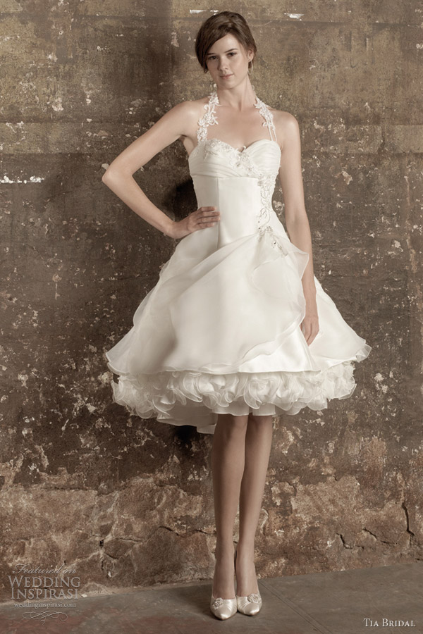 tia bridal benjamin roberts 2013 romance short wedding dress halter neck 5374