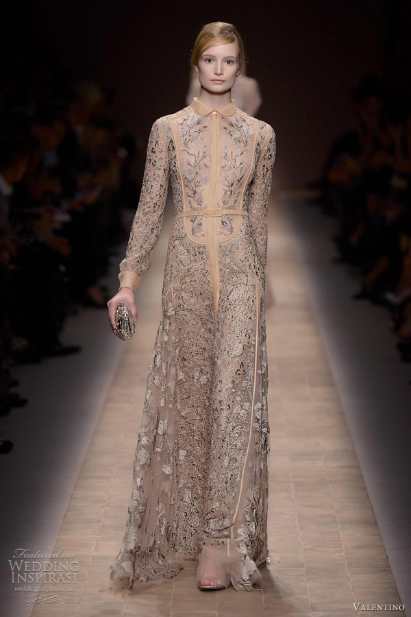 valentino spring 2013 long sleeve collar gown