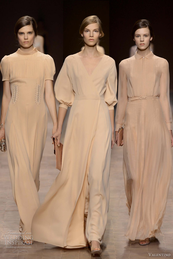 valentino spring summer 2013 pale peach beige dresses with sleeves