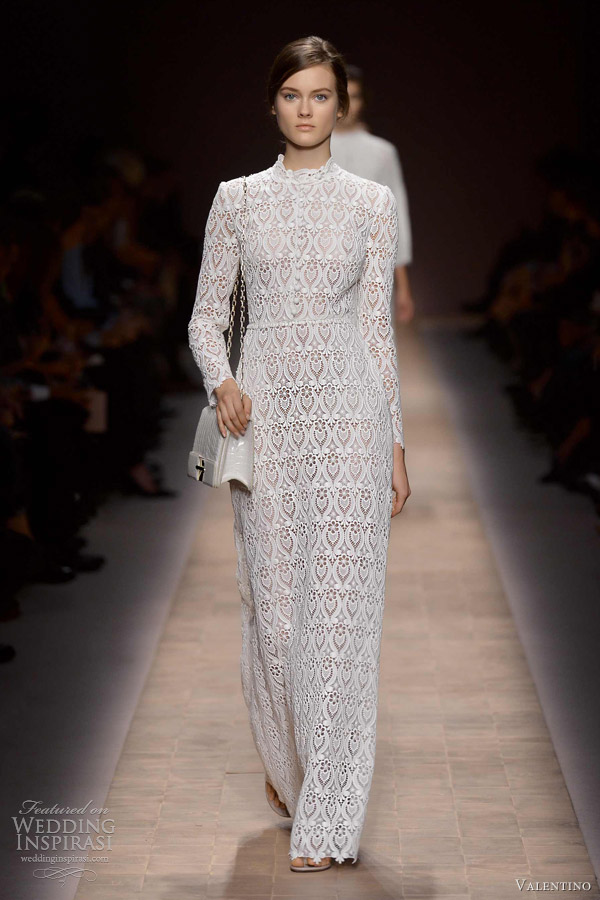 valentino spring summer 2013 ready to wear long sleeve white lace dress