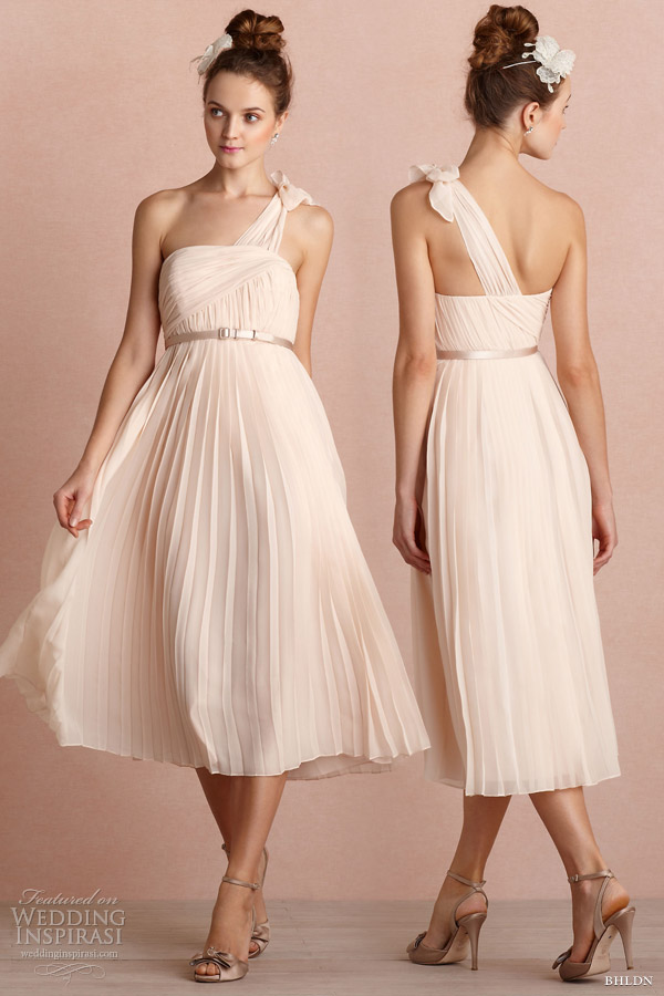 bhldn 2013 bridal marchioness one shoulder short rose pink wedding dress