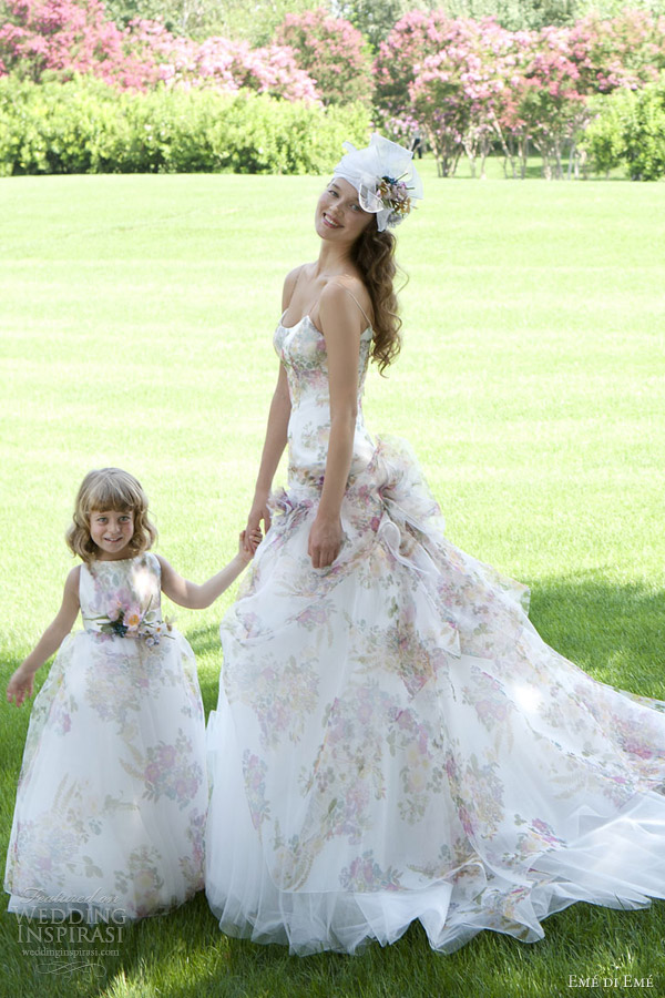 eme di eme bridal 2013 floral print wedding dress flower girl