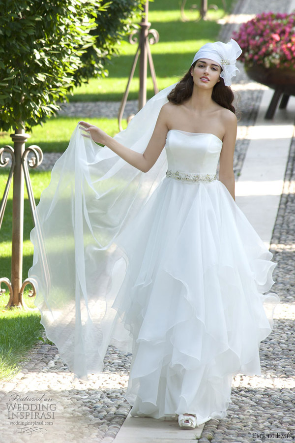 eme di eme wedding dresses 2013 strapless bridal gown tiered skirt
