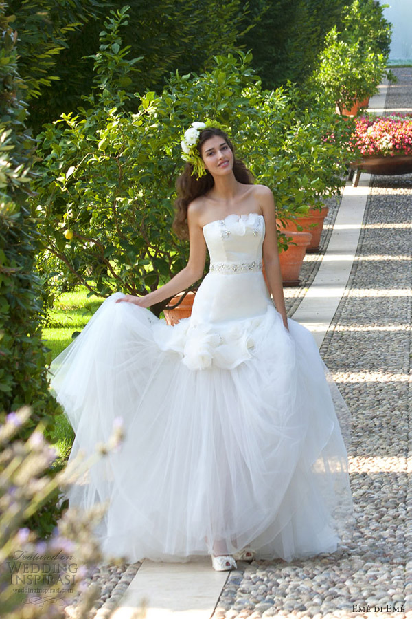 eme di eme wedding dresses 2013 strapless drop waist gown