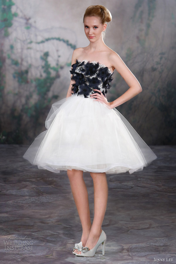 jenny lee short wedding dresses fall 2013 black white dress 1321