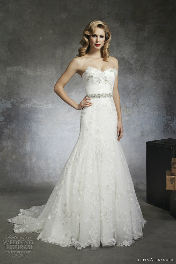justin alexander bridal spring 2013 wedding dress style 8663 strapless gown