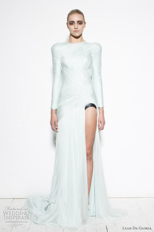 leah da gloria project runway mint wedding dress