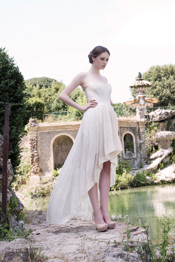 leila hafzi 2013 bridal maria short to long mullet weddng dress