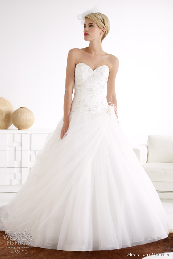 moonlight bridal couture spring 2013 strapless tulle ball gown h1212