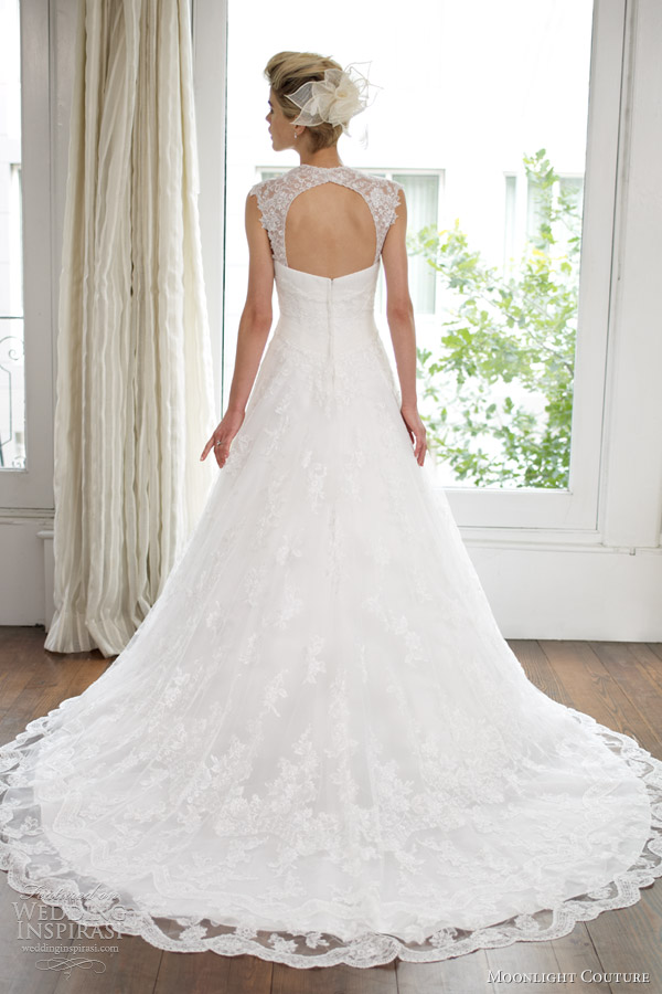 moonlight couture spring 2013 lace a line wedding dress h1216 keyhole back