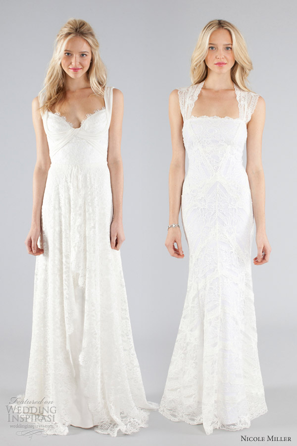 nicole miller bridal fall 2013 lace wedding dress cap sleeve straps