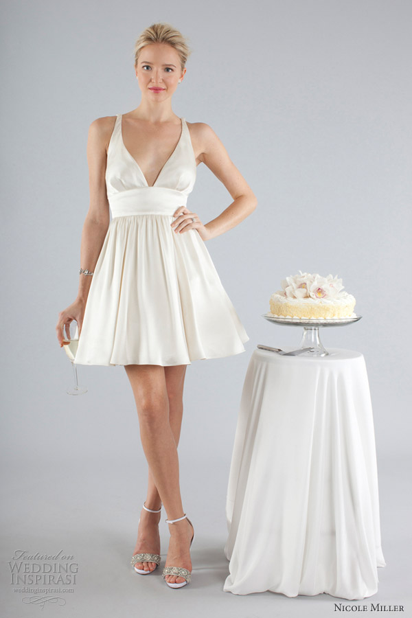 nicole miller bridal fall 2013 sleeveless short wedding dress straps