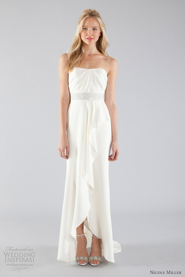 nicole miller bridal fall 2013 strapless column gown