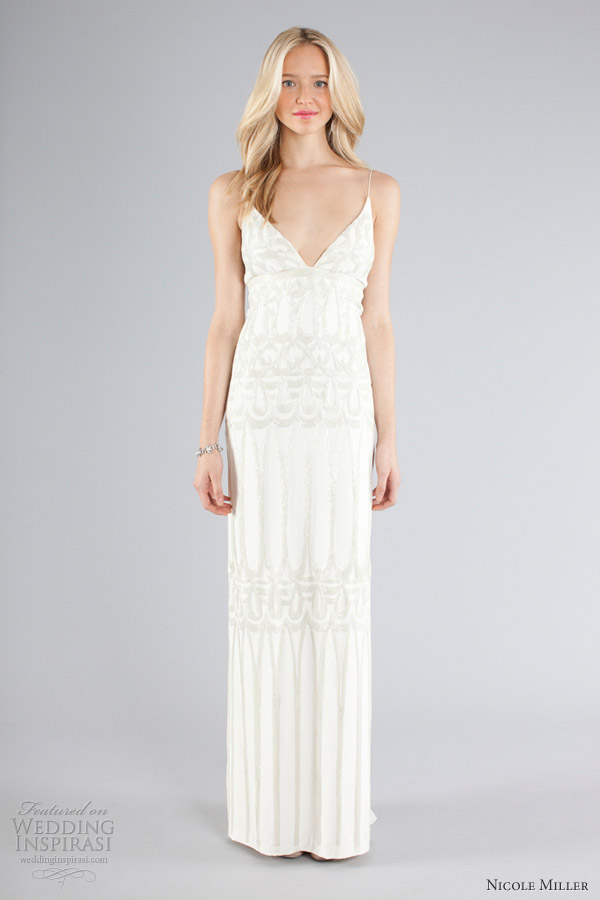 nicole miller bridal fall 2013 wedding dress spaghetti straps