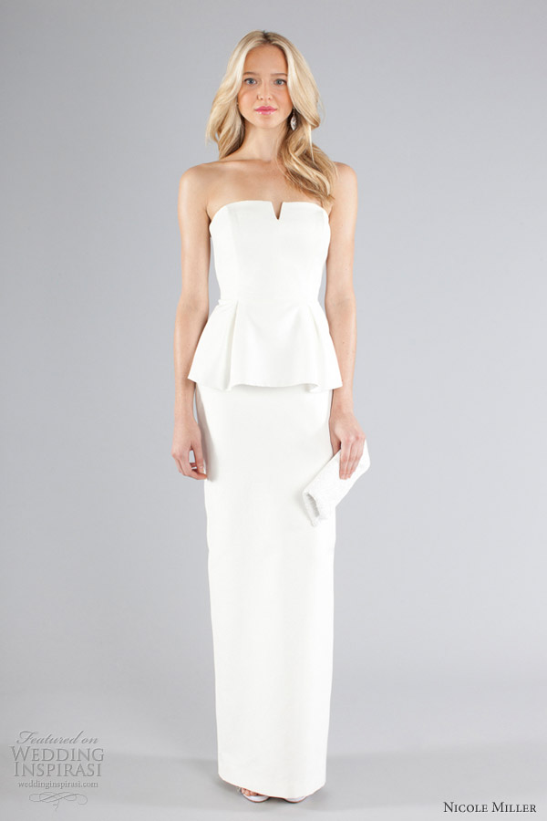 nicole miller fall 2013 bridal strapless peplum gown